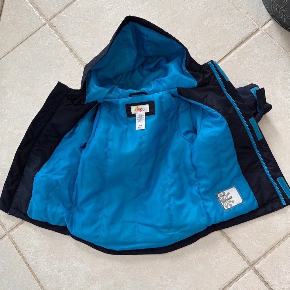 Vintage Y2K water repellent CIRCO SZ 18 MOS Blue Color Block HOODED ZIP JACKET - Picture 14 of 16